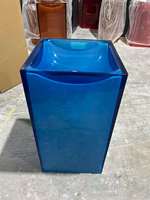 Lavabo autoportant en résine transparente de luxe moderne pour salle de bain, avec pied en surface solide et drain inclus