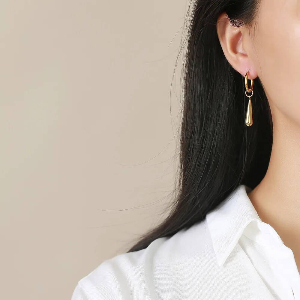 Orecchini minimalisti orecchini in acciaio inossidabile placcato oro ciondolano e orecchini pendenti per le donne regalo per lei