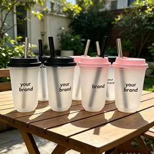U Shape Pp Custom Hot <b>Cold</b> Takeaway Beverage Drink Bubble Tea Coffee Juice Boba Wholesale Disposable Plastic <b>Cups</b> With Lid Straw - Product Image 1