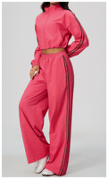 Ensemble de sport confortable coupe-vent pour femme, col montant décontracté, pantalon large, deux pièces, séchage rapide, léger, fitness