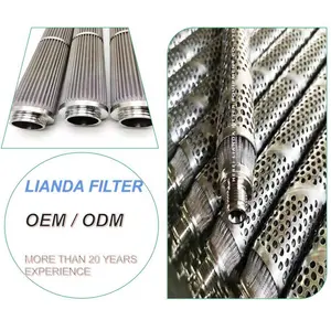 LIANDA 316 paslanmaz çelik 20 inç uzunluk pileli metal fiber filtre ortamı buhar filtresi