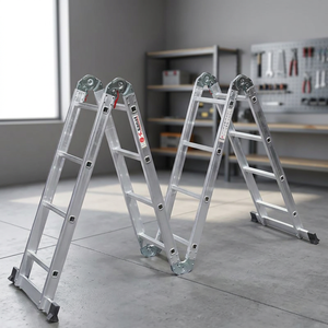 Escalera Multiusos Plegable de Aluminio Moderna y Recta de 12 Peldaños KAA-43 Acrobat, Antioxidante, de Alta Resistencia, con Capacidad de 150 kg y Extensión - Product Image 3