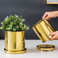 Pots de plantes de jardinière modernes, pot de fleurs en céramique or, pot de fleurs d'intérieur et d'extérieur, décoration de la maison