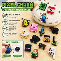 Prêt à expédier – Breloques Croc en PVC souple de qualité supérieure, thème jeu pixel 8 bits (personnage, épée, bloc TNT, monstre), pour décoration de chaussures