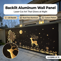 Panneau mural en aluminium découpé au laser rétroéclairé, écran métallique décoratif personnalisé avec éclairage LED pour clôture de jardin de villa