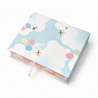 Coffret Cadeau Cosmétique Montgolfière, Emballage Magnétique en Papier, Style Livre à Ruban