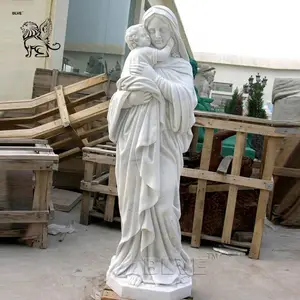 Stone Statue Custom Christian Religious Saint Sculpture Life Size White Stone Marble Mother Virgin Mary Statue