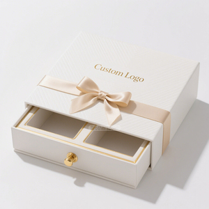 Luxury <b>Earrings</b> Jewelry Packaging Drawer <b>Box</b> Custom Gold Foil Stamping Gift <b>Box</b> With Ribbon Custom Logo Jewelry Packaging - Product Image 3