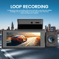 Maustor Caméra embarquée 3.16 pouces à 3 objectifs HD pour voiture, Enregistreur vidéo DVR trois voies, Mini dashcam