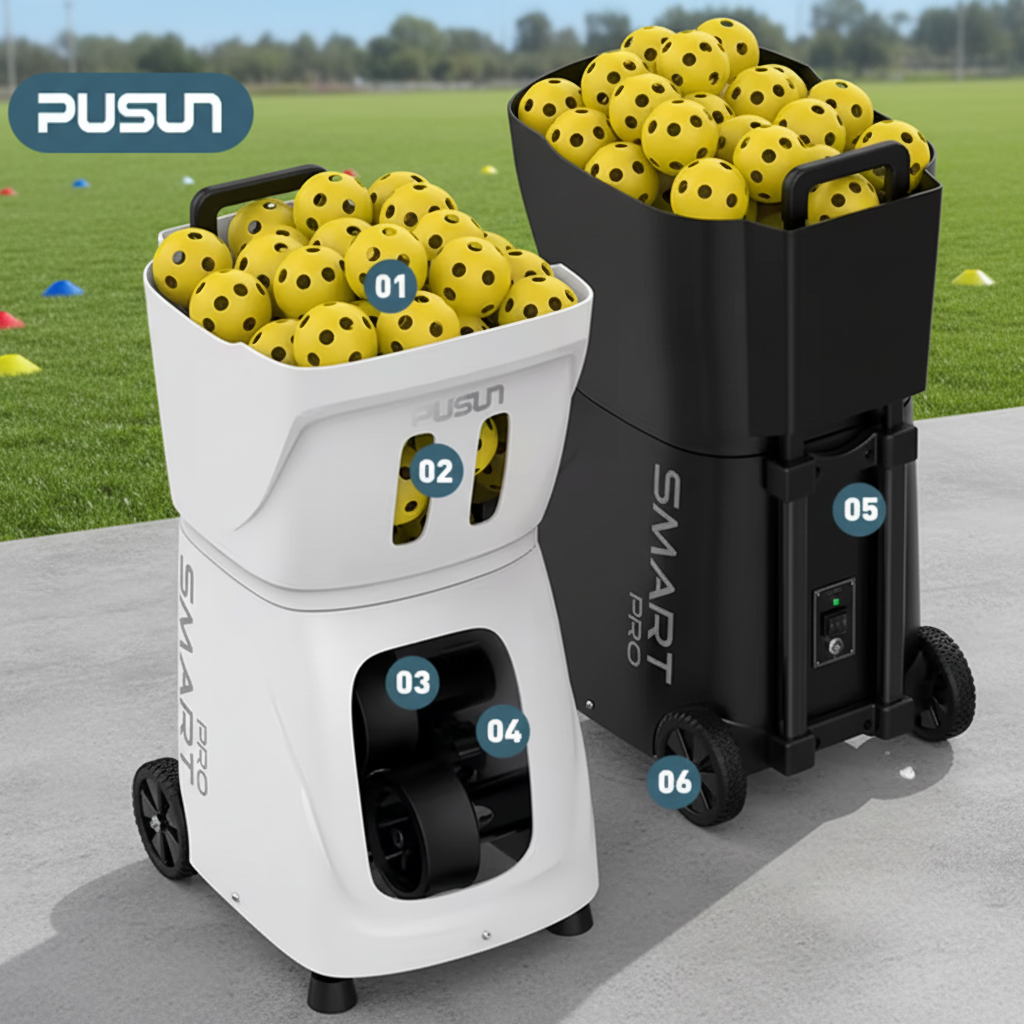 High Quality PUSUN ABS Smart Pro Automatic Pickleball Launcher Machine with Carry Bag Training Practice Drills All-season