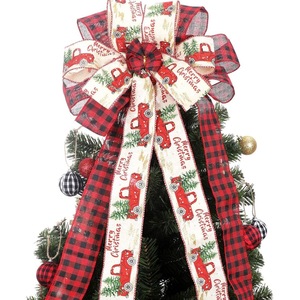 Pita Natal Besar Bermotif Kotak-Kotak Merah dari Kain Goni untuk Dekorasi Dinding, Pagar, dan Puncak Pohon Natal, untuk Dekorasi Natal 2027 - Product Image 1