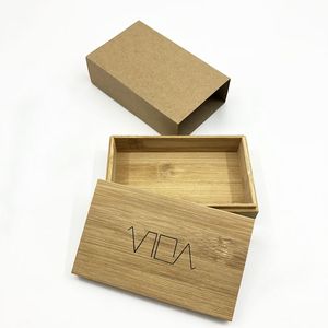 Caja de madera de bambú con tapas, regalo de almacenamiento personalizado, embalaje cuadrado, caja de madera de lujo