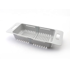 プラスチック製引き込み式排水ボウル調整可能洗濯ふるいキッチンシンクトレーナーラック吊り収納タンクボウルラックColanders - Product Image 1