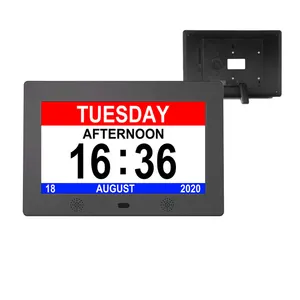 Extra Large Vision Impaired LCD Clock Digital Day Calendar Clocks 10 inch with 12 Alarms Auto-Dimming Dementia Senior Elderly