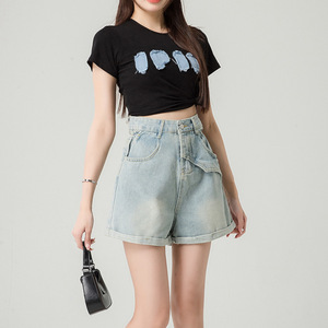Shorts en jean <span class=keywords><strong>taille</strong></span> haute sexy pour <span class=keywords><strong>femme</strong></span>, nouvelle collection été 2026, coupe droite longue, style A-line, pour un look tendance - Product Image 4