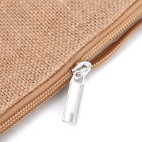 Logo personnalisé personnalisé écologique naturel Jute chanvre toile de jute maquillage cosmétique fermeture éclair pochette sacs pour cadeaux
