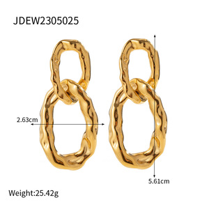 Pendientes de Cadena de Acero Inoxidable Chapados en Oro con Diseño de Seda Marina, Estilo Moderno, para Mujer, Uso Diario y Vacaciones - Product Image 5