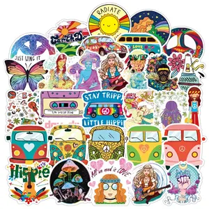 100Pcs צבעוני Creative היפי אוטובוס רכב דת מדבקת ילדי מתנת ספר טלפון מקרה דקור ויניל מדבקות מותאם אישית