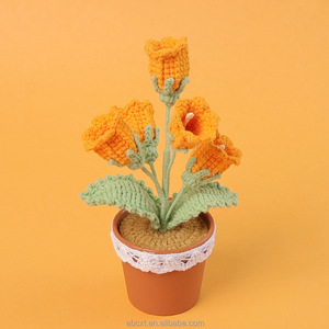 Flores artificiales Bellflower Planta en <span class=keywords><strong>maceta</strong></span> Punto a mano Crochet Lily of the Valley Lana - Product Image 6