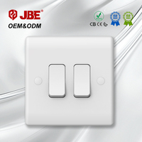 Interruptor de Pared Blanco de 1 Vía y 20A, Estándar Británico, IP20, Material de PC, para Uso Doméstico y Hotelero, 110V/250V, Fácil Instalación