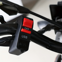 Interrupteur à bouton-poussoir pour guidon de moto en plastique de 7/8 pouces, connecteur USB, commandes de chargeur, éclairage avant 12V. Compatible avec les motos électriques