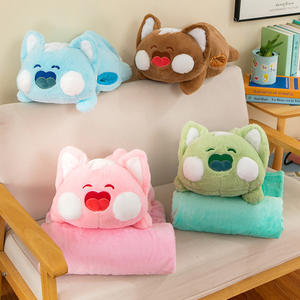 爱飞玩具可爱猫二合一毛绒玩具和枕头毛毯批发生日礼物公仔配pp棉填充物 - Product Image 2