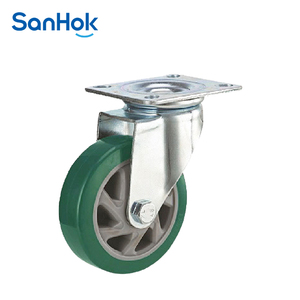 6-Zoll-grüne <span class=keywords><strong>PU</strong></span>-Vorbau-Lenkräder mit Platte für Trolley <span class=keywords><strong>Green</strong></span> <span class=keywords><strong>Color</strong></span> Wheel Casters - Product Image 2
