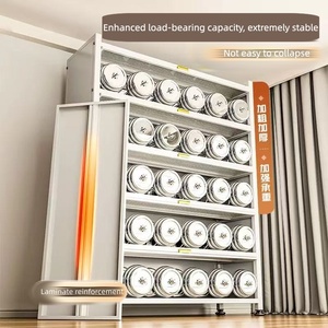 4 Tier Adjustable Metal Storage Cabinet Flip-top Dustproof Bookshelf Organizer <strong>Shelving</strong> <strong>Unit</strong> for Living Room <strong>Cupboard</strong> - Product Image 4