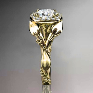Anello con Foglia di Vite e Cristalli per Donne, Tono Dorato, Elegante Accessorio Moda per Uso Quotidiano - Product Image 2