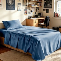 Parure de draps 4 pièces Queen en coton uni moderne, écologique, 400 fils, respirante toutes saisons, résistante aux plis pour la maison