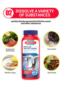 Vendita calda scarico del tubo del water disostruire agente draga 300g pulitore di scarico in polvere dispositivo di rimozione degli zoccoli lavello da cucina <span class=keywords><strong>e</strong></span> pulitore di scarico - Product Image 3