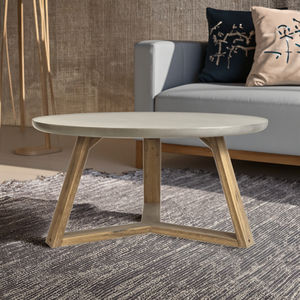 VN OEM Ensemble de meubles d'intérieur décoratifs nouveau design moderne pour l'extérieur table basse ronde en béton à trois pieds en ciment - Product Image 4