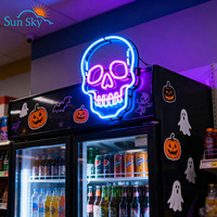 Lampu Neon tengkorak USB dapat diredupkan luar ruangan untuk pesta rumah Mancave Bar permainan ruang Festival tanda Elektronik Halloween