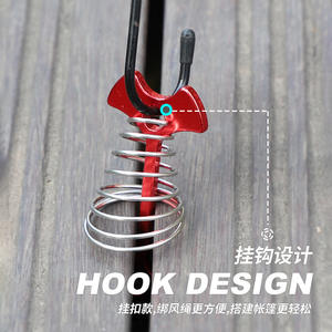Crochet d'ancrage en acier inoxydable rouge à ressort en forme d'arête de poisson pour tentes et auvents, amovible, pour usage extérieur - Product Image 2