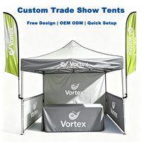 Tente de salon professionnelle avec cadre en aluminium carré et logo personnalisé, 3x3m (10x10ft), tissu Oxford 420D imperméable, couleur personnalisée, utilisation intérieure et extérieure