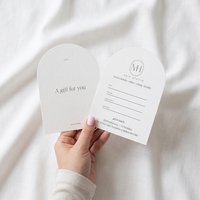 Carte d'invitation personnalisée minimaliste en forme d'arche, coupée au die, en papier coton 350 g/m², pour cartes de membre de spa et studio de bien-être