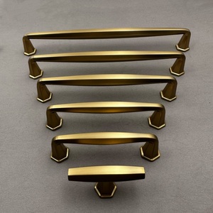 Zinc alloy retro simple drawer <b>cabinet</b> door handle champagne copper <b>cabinet</b> door electroplating installation solid hand - Product Image 1
