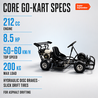 Kart à essence 212cc, moteur 4 temps 8,5 CV, kart de drift, buggy de course pour adultes, vitesse 50-60 km/h pour piste extérieure