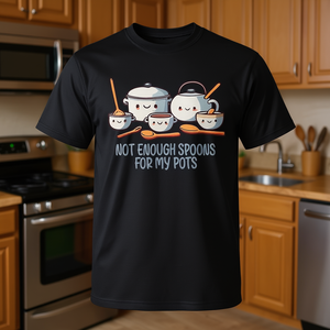 Camiseta con cita divertida sobre cocina: No hay suficientes cucharas para mis ollas - Product Image 3