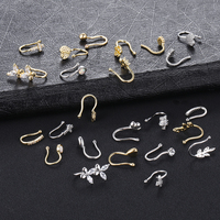 Faux Anneau de Nez en Cuivre, Laiton CZ, Anneau de Nez Non Perçant à Clip, Style Punk, Manchette de Nez en Opale, Faux Bijou de Piercing