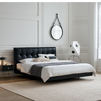 Lit en cuir avec cadre en bois massif, style minimaliste et luxueux, lit double de 18 m, chambre principale, lit haut de gamme de style italien