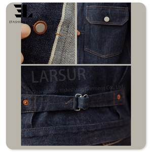 LARSURカスタムデニム工場重生セルベッジデニムジャケットバックル付き11-15 oz和風レッドセルベッジジーンズジャケット男性 - Product Image 4