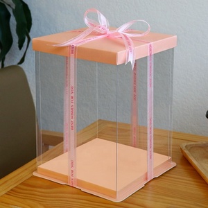 Transparent Clear <b>Plastic</b> Square Cake Packaging <b>Box</b> for Wedding Pop Bakery Cake <b>Display</b> Paper Boxes Embossing Varnishing Food - Product Image 1