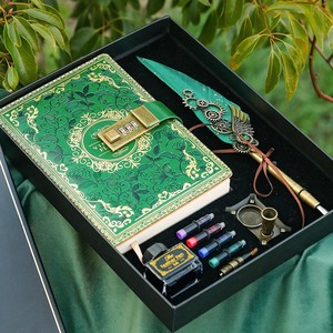 Cuaderno Clásico Europeo Bonvan con Pluma Estilográfica Dorada (0.7/1.0mm), Instrumento de Escritura Metálico para Estudiantes y Uso de Oficina, en Caja de Regalo - Product Image 3