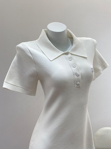 OUDINA 2026 Nuovo <span class=keywords><strong>Abito</strong></span> Estivo Bianco Casual da Donna con Colletto a Polo, Lavorato a <span class=keywords><strong>Maglia</strong></span>, Ampio e <span class=keywords><strong>Plissettato</strong></span> - Product Image 4