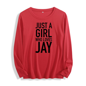 Tissu doux "Just a Girl Who Loves <span class=keywords><strong>Jay</strong></span> Typography Graphic" T-shirt à manches longues Multi Colors - Product Image 3
