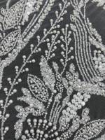 Tissu de dentelle de mariage blanc luxueux à sequins et perles