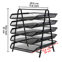 Vente en gros Classeur de bureau multifonctionnel Stable Amovible à cinq couches Stockage de données artistiques en fer forgé Stockage de bureau à grille métallique