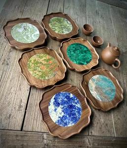 Bandeja de servicio de mármol TMZ OEM/ODM, bandejas de mármol para decoración del hogar, tocador ovalado de lujo, baño para Hotel, bandeja de mármol verde para servir - Product Image 2