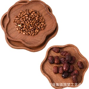 Bandeja de madera con forma floral, 10,2x10,2x2,5 cm, decorativa pulida para servir té, aperitivos y frutas - Product Image 2